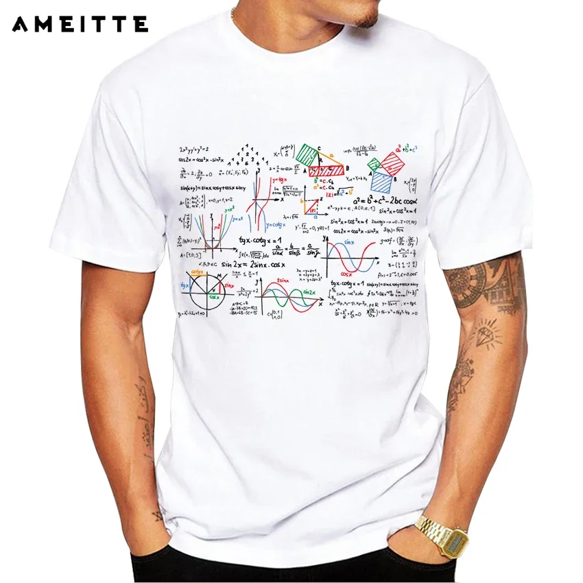 AMEITTE 2021 Newest Mathematical Formula T-Shirt Mens Creative Math Print T Shirt Fashion Loose Brand Streetwear Geek Tee shirts