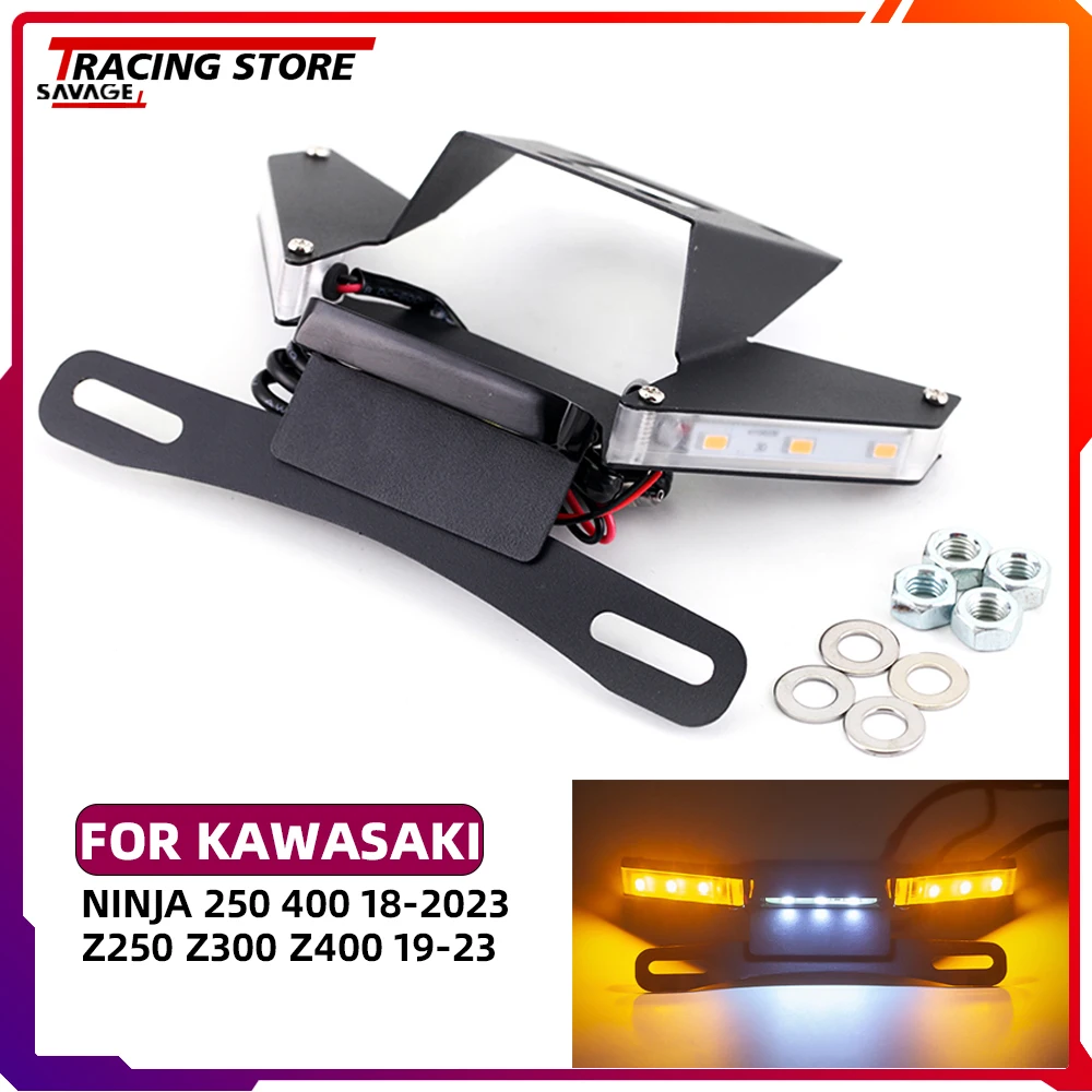 

License Plate Holder LED Turn Signal For KAWASAKI Z250 Z300 Z400 NINJA 400 250 2019-2023 Tail Tidy Fender Eliminator NINJA400