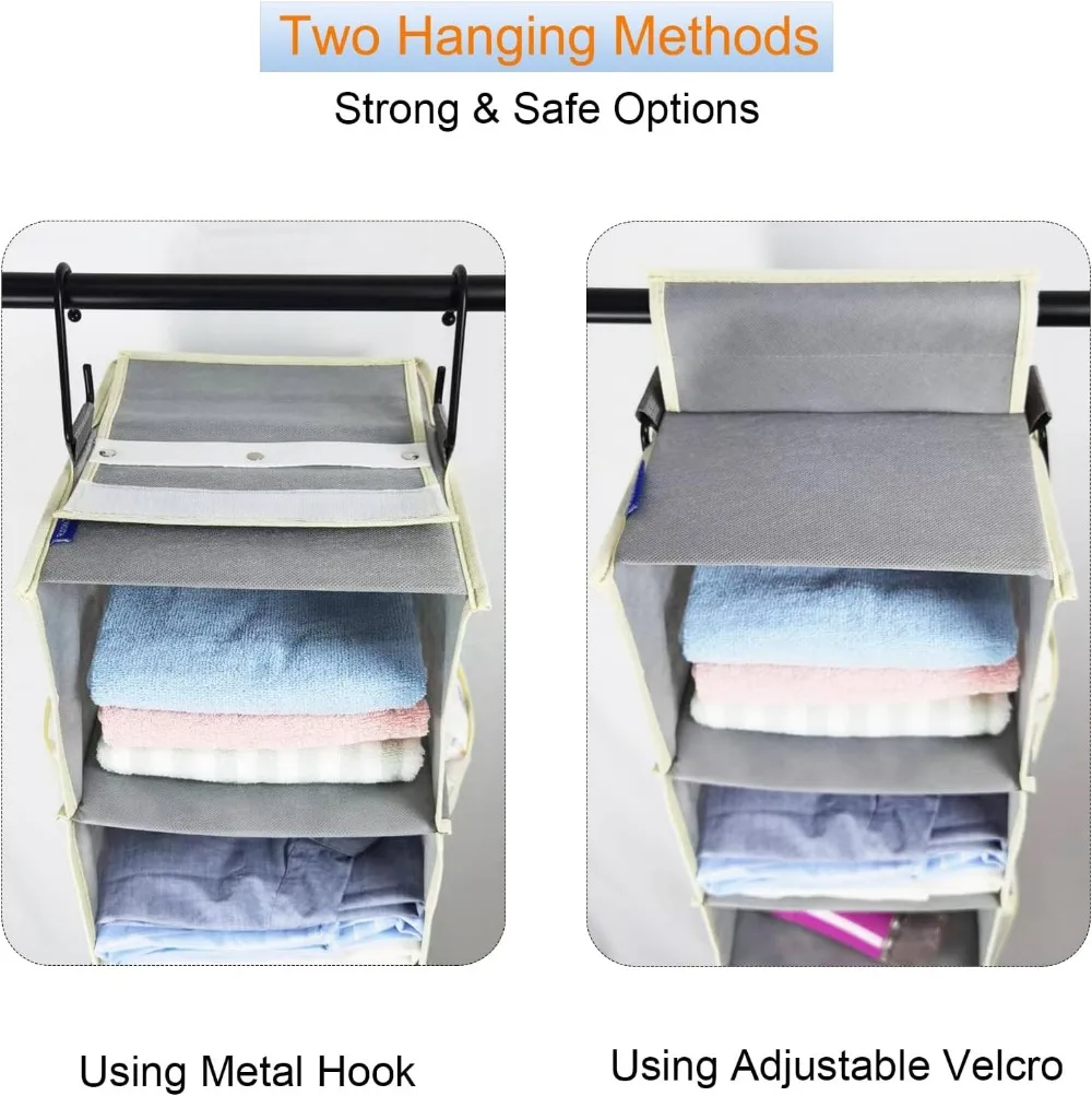 8-Shelf Hanging Shoe Organizer with Side Pockets, Large Storage for Closet, Grey view 4