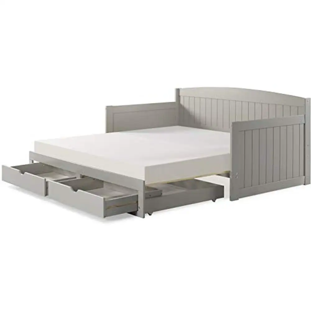 

Harmony Wood Daybed Single Dove Gray Brazilian Pine Trundle Bed 2 Pull-Out Drawers Kids Sleepovers 440 lbs Weight Capacity King