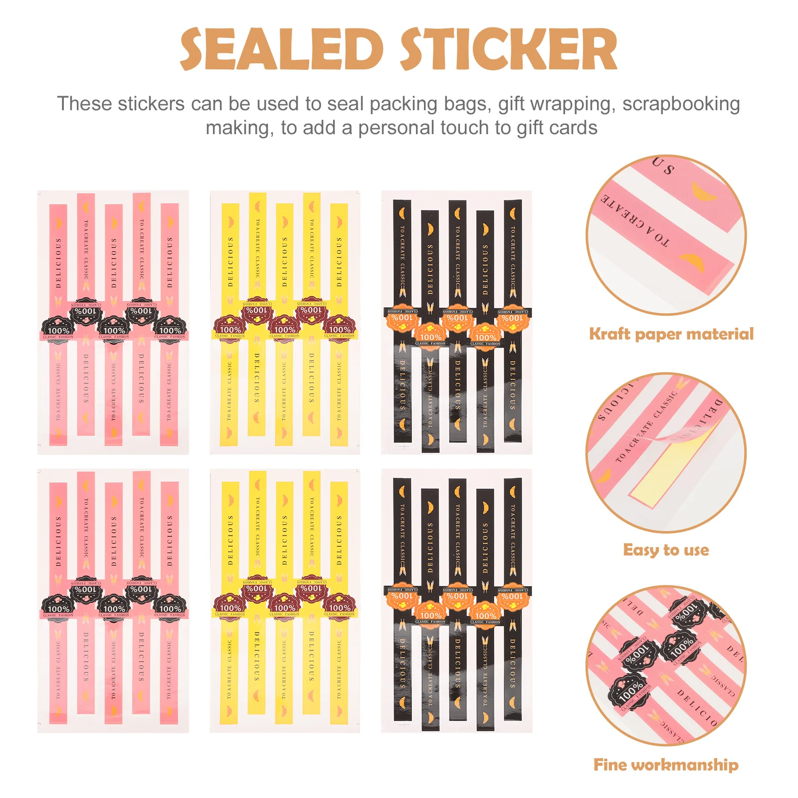 50 Pcs Applique Stickers Pink Cake Baking Sealing Labels Copper Plate Self-adhesive