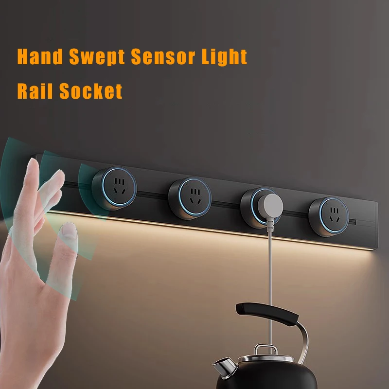 Under Cabinet Light Bar Hand Sweep Sensor Bookcase Tv Cabinet Bedhead Line Light Wall Track Socket Eu/us/rf/uk Plugs Adapters