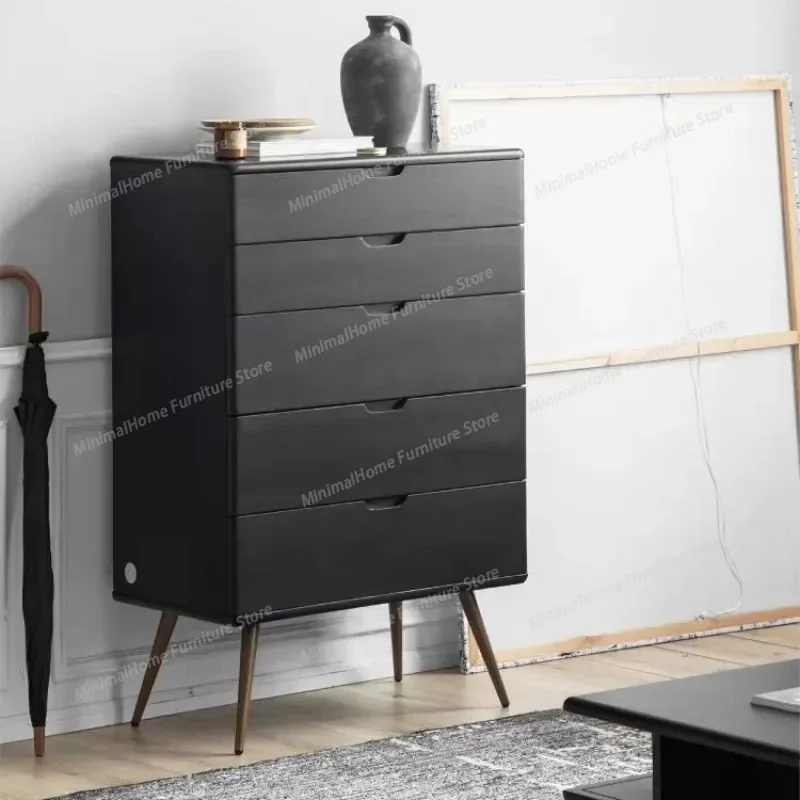 

Шкаф-тумба из массива вишневого дерева в скандинавском стиле, черный, для хранения вещей, для спальни, для нового дома