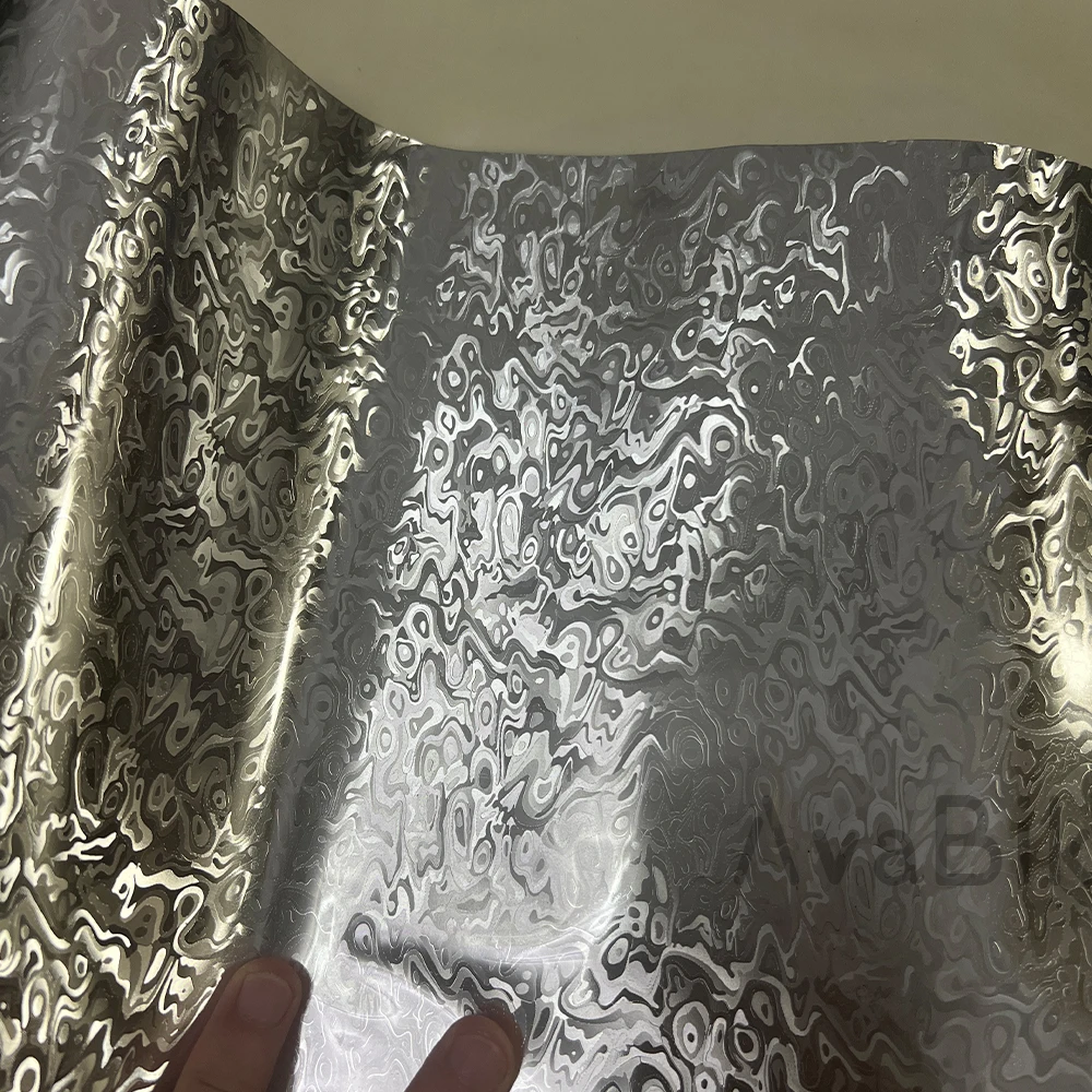 

PET Damaskus Silver Carbon Vinyl Gloss Matte carbon fiber Car Interior Sticker Auto Wrap Film 3D Effect With Air Release 20/60cm