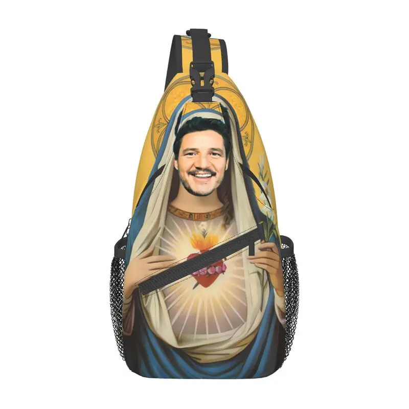 

Pedro Pascal Sacred Heart Sling Chest Bag Customized Crossbody Shoulder Backpack for Men Cycling Camping Daypack