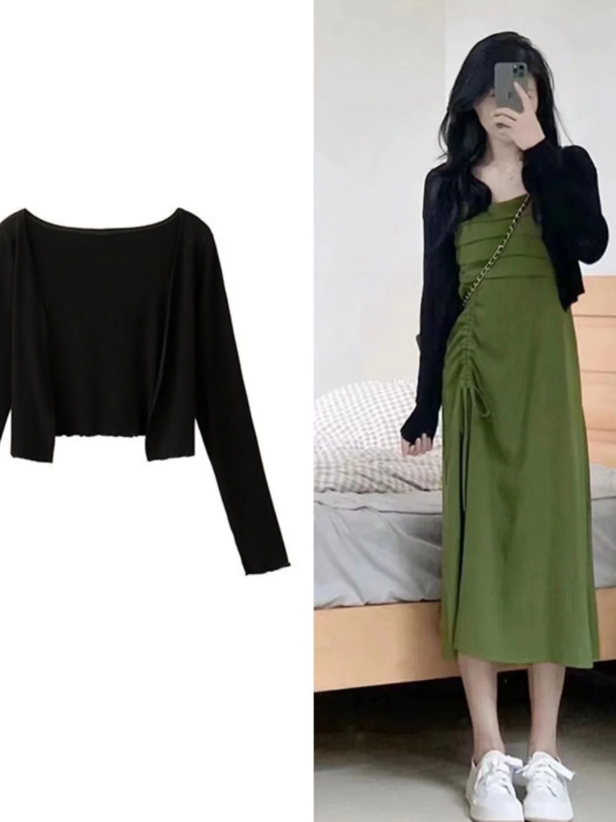 Elegant Long Sleeve Women's Short Cardigan Outerwear Sun Protection Slim Fit Versatile Top Summer New Style Polyester Fiber