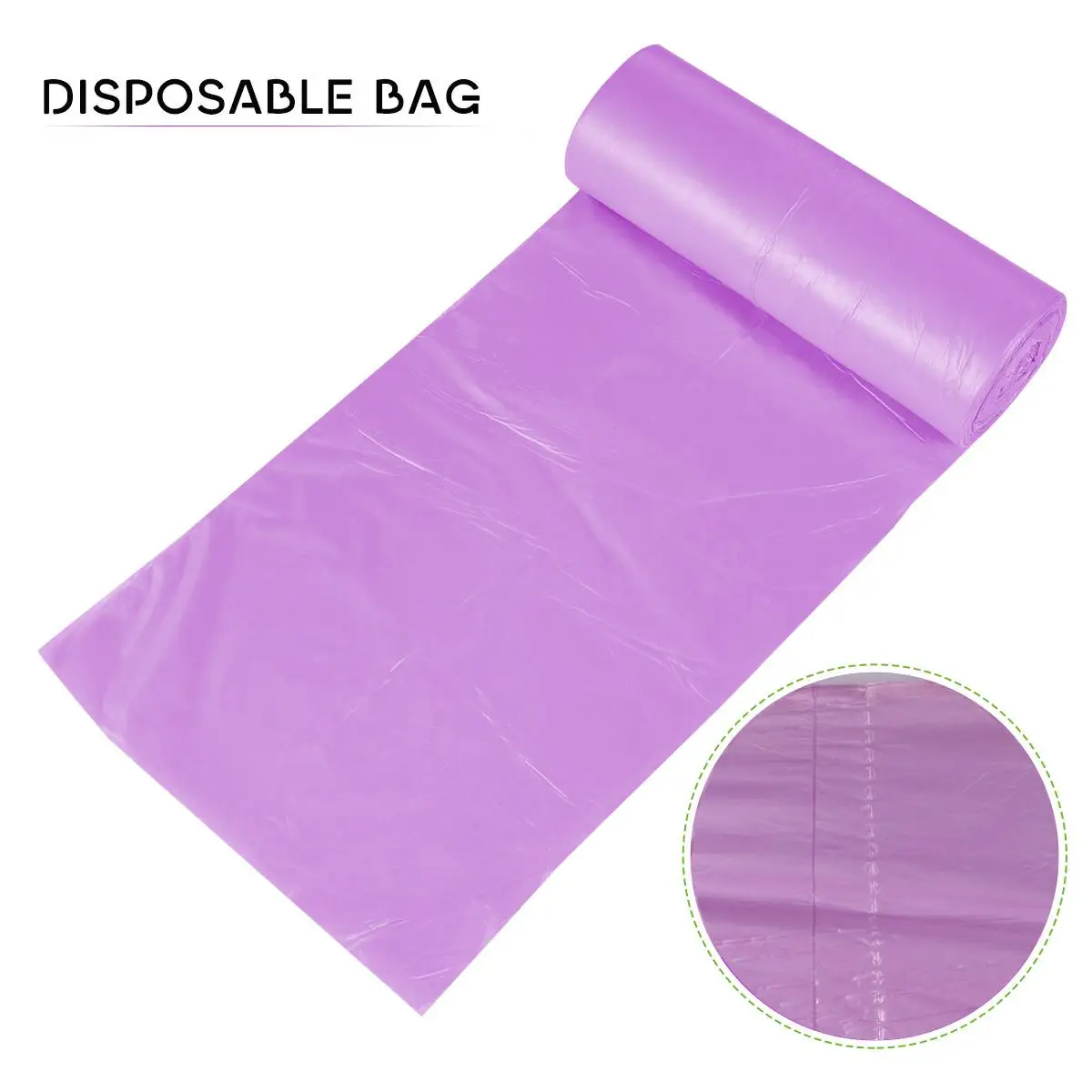 100 Pcs Trash Bags Biodegradable Garbage Rubbish Continuous Volume Refuse Plastic Purple Office