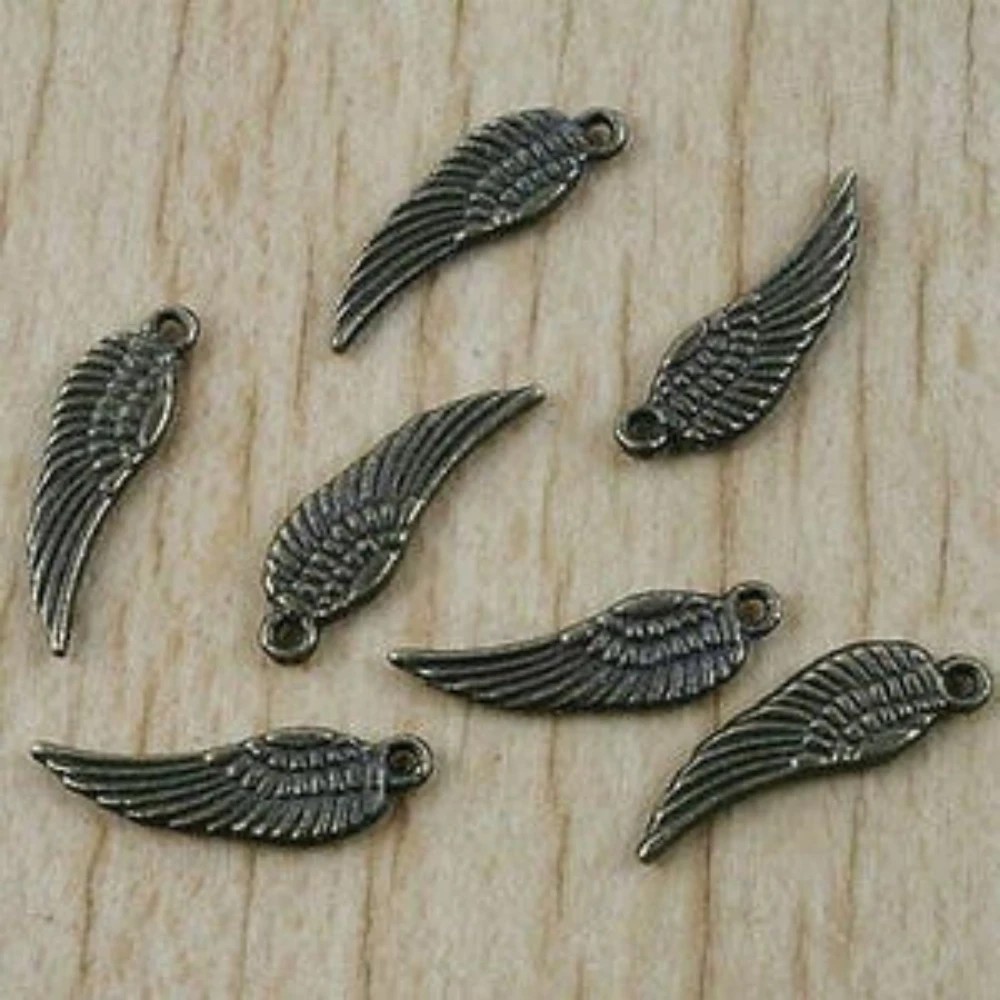 

60PCS 16.7x5mm BRONZE-TONE WING CHARMS FINDING H2894