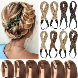 2023 Synthetic Wig Headband Fishtail Braids Hair with Adjustable Belt Plaited Hairband Bohemian Style Women Hairstyle Hairpieces