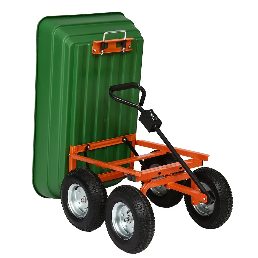 Poly Farm Garden Tool Cart, Four Wheel Cart, Gardening Tools, Foldable Bucket, Heavy Truck, Household, Courtyard Use