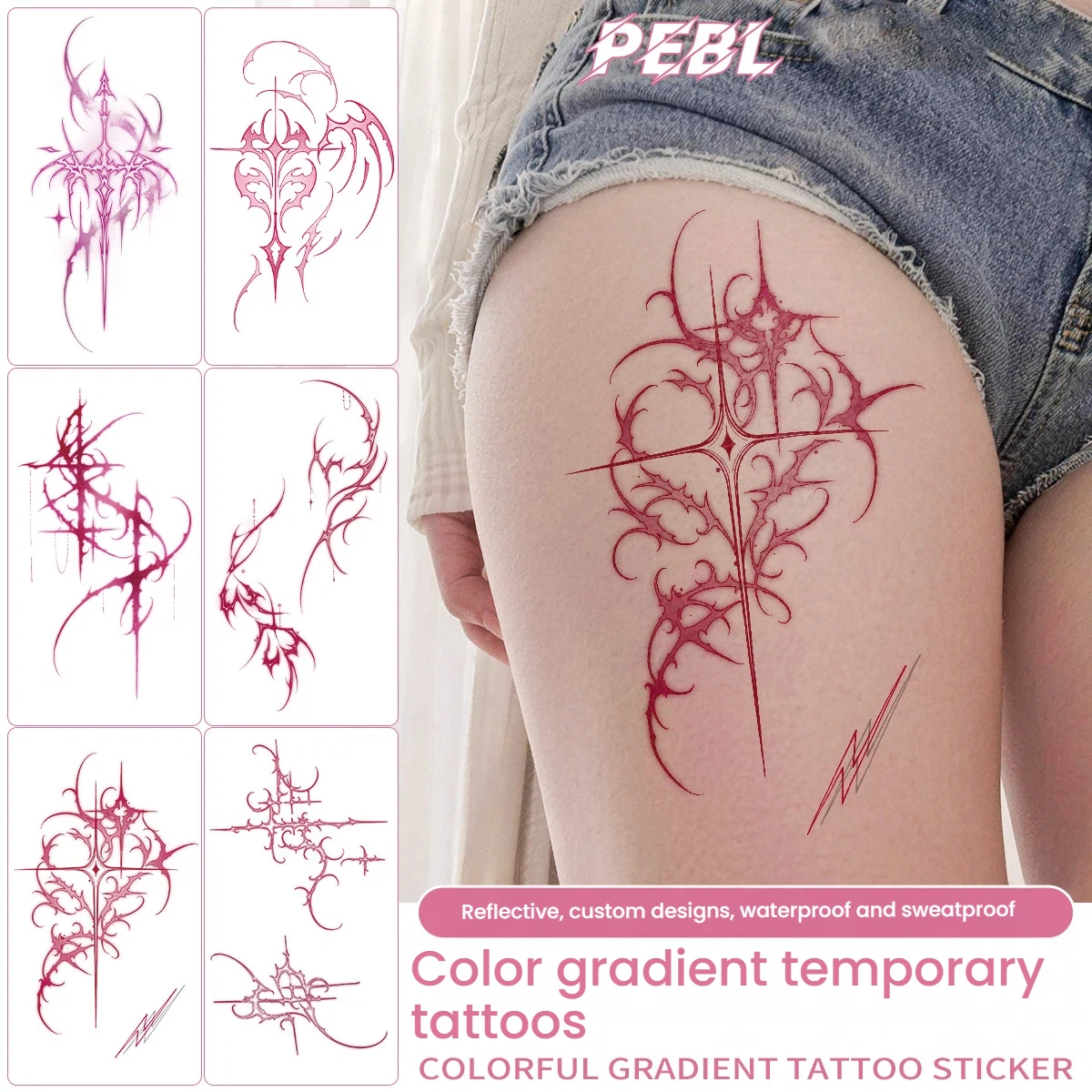 Pink Succubus Totem Tattoo Sticker Set for Women Waterproof Fake Tattoo Sexy Art Temporary Tattoos Abdomen Tatoo Sticker