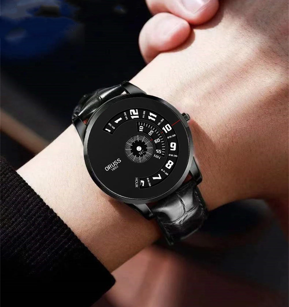 Мужские часы с кожаным ремнем, высококачественные, прочные, простые, модные, молодежные, новые технологические мужские часы