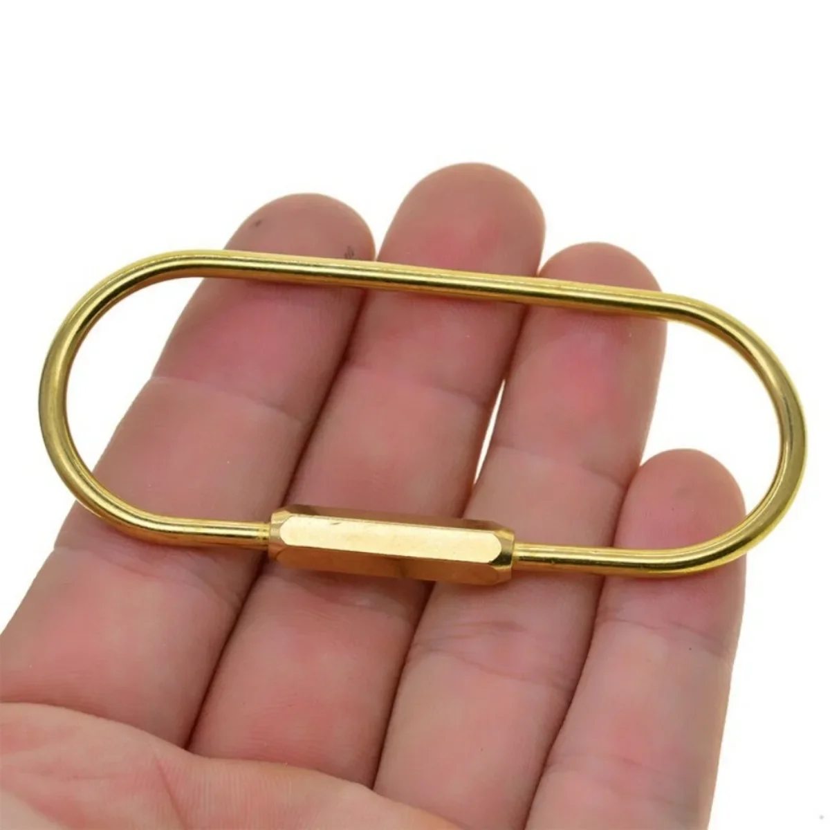 5 Sizes To Choose 36mm-80mm Raw Brass Wire Oval run course Screw Locking Carabiner Keyring Key Chains EDC DIY Making image 3