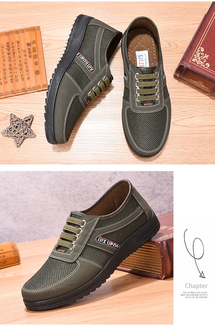 Herren Mesh Freizeitschuhe mit Elastischem Riemen, Weicher Gummisohle, Rutschfest, Atmungsaktiv, für Gehen, Arbeiten und Autofahren – Detail 13