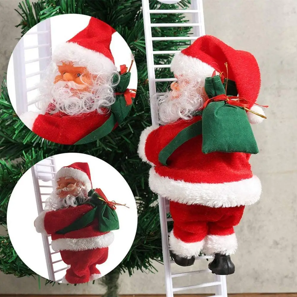 Creative Christmas Decoration Pendant Cute Climbing Santa Claus Electric Toy Children's Gift Decoration Christmas Atmosphere Sen