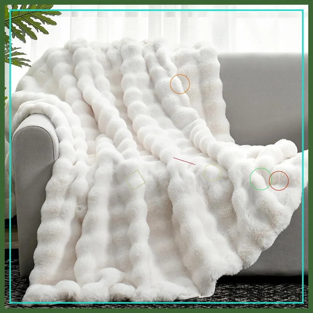

Уютный плед из искусственного меха, мягкий, плюшевый, толстый, для дивана, спальни, гостиной, кремово-белый, 50x60 дюймов