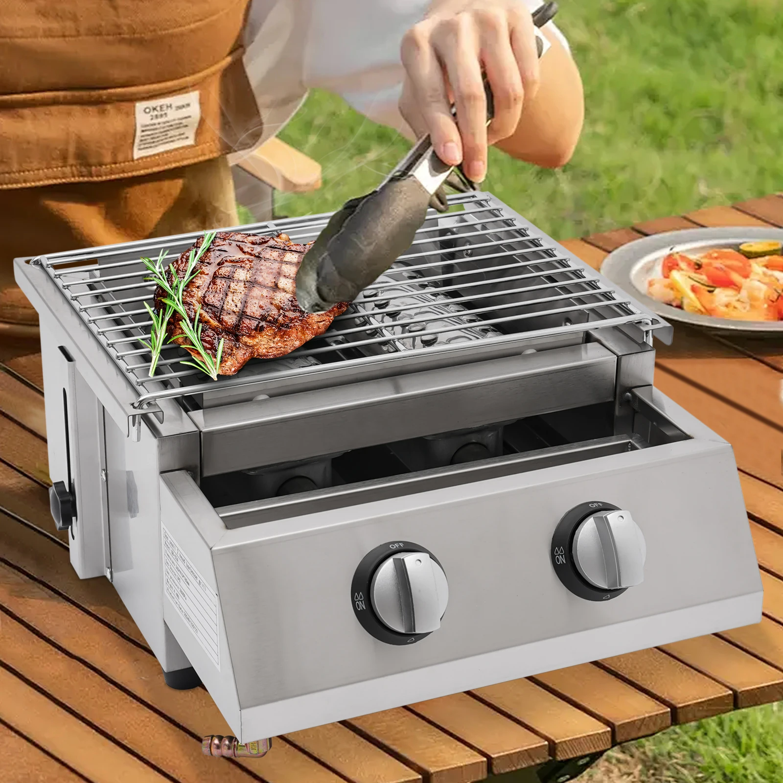

Barbeque Gas Grill - Barbecue Grill with Two Burners & 2-Burner Gas Grill (Silver with Steel Cover)