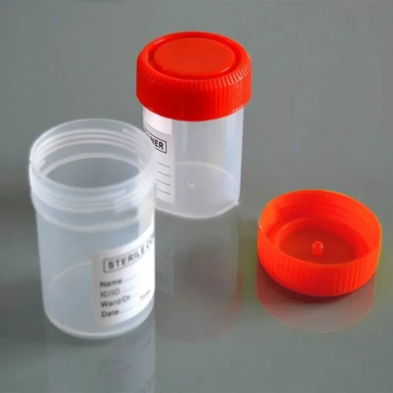 5pcs Urine Collection Sample Cup Specimen Bottle Container 60ML Plastic Cup Container for Use