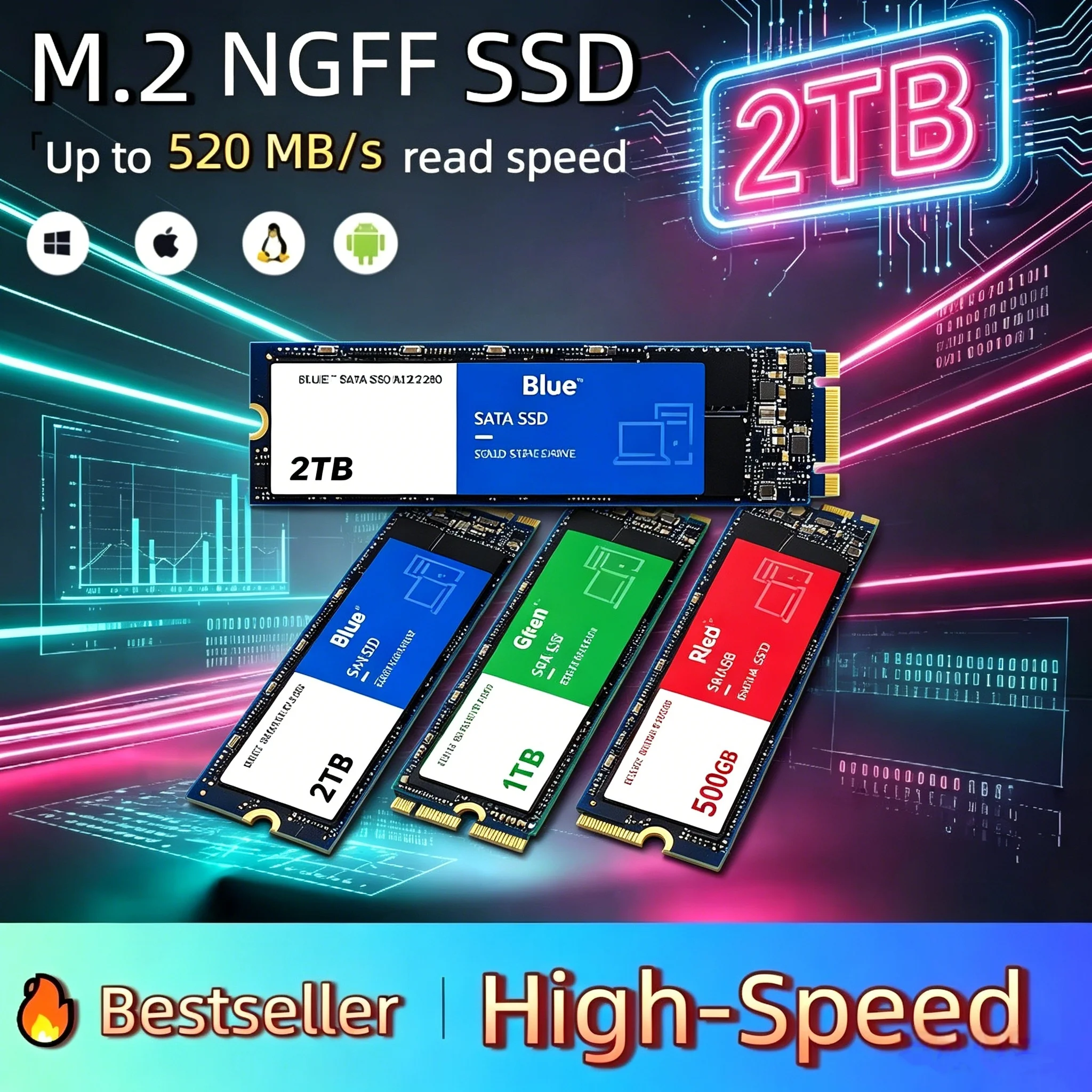 M2 NGFF Tragbare externe Festplatte mit großer Kapazität, Hochgeschwindigkeitsübertragung, leiser Betrieb, mobiler Speicher, SSD, USB3.2 Typ C, für PC