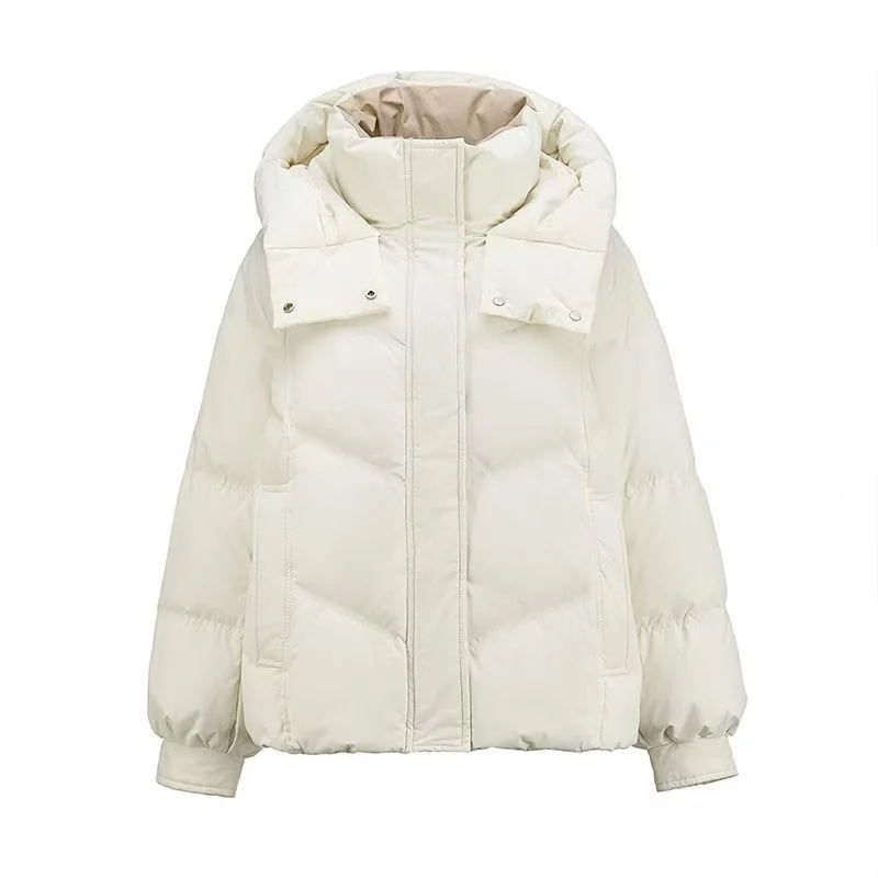 Veste rembourrée en coton pour femme, Parkas courts, nouveau manteau chaud en coton, vêtements d'extérieur à capuche, mode pain, tendance, 2025