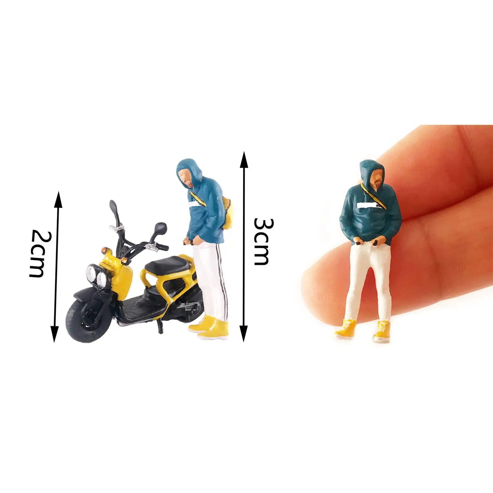 1:64 Figure Driving Motorcycle Movie Character Scene, Model Train Diorama Scenery DIY Projects Accessory, S