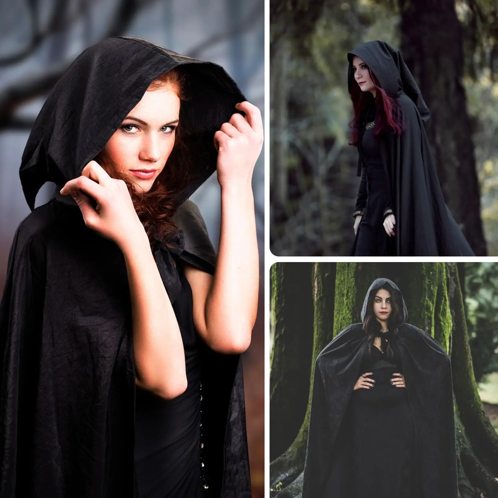 Black Cloak Wizard Hooded Costume Cape Traitors Cloak for Cosplay & Halloween Fantasy Theatrical Performance Cloak Cosplay Acces - view 2