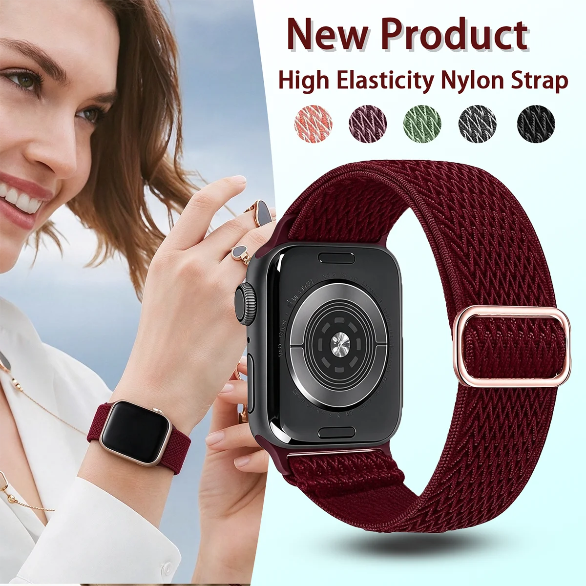 for Apple Watch Bands 49mm46mm45mm44mm42mm38mm Stretchy Soft Nylon Strap for Apple Watch Ultra iWatch SE Series 12 11 10 SE 9 8
