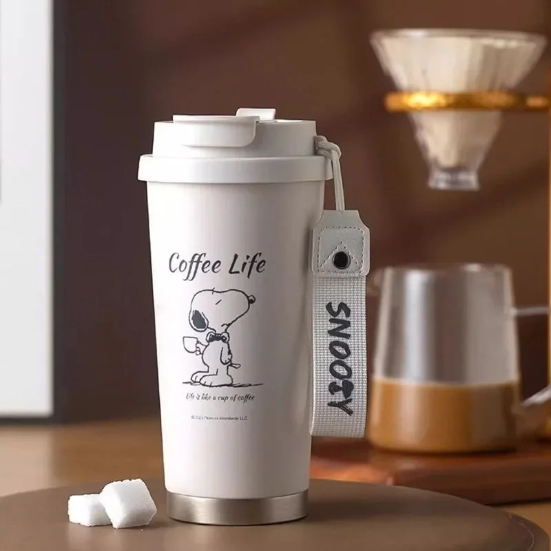 Peanuts Snoopy Cartoon Stainless Steel Large Capacity Portable Double Drinking Mouth Insulated Cup Good-looking Birthday Gift
