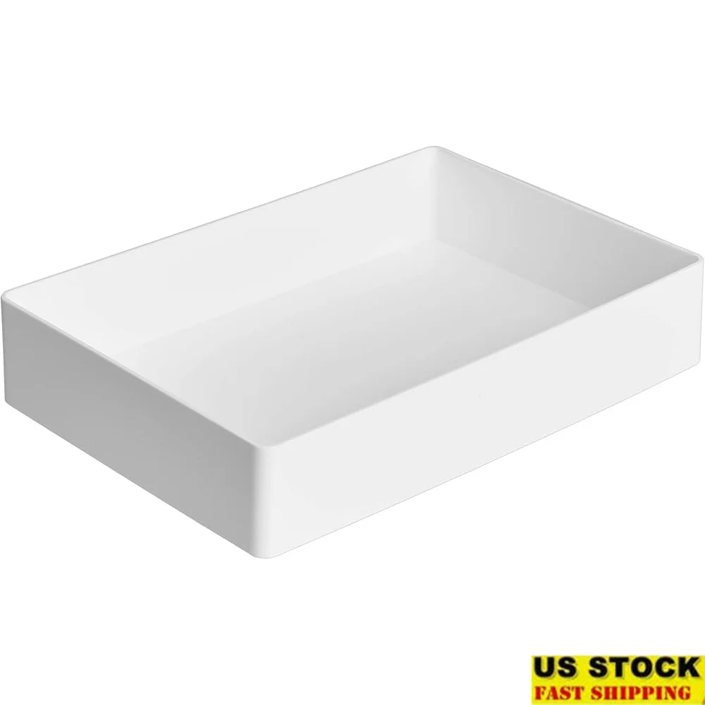 

Rectangular Plastic Desk Organizer Accessory Tray Durable Storage Solution Office Supplies Ideal Desk Drawer or Shelf