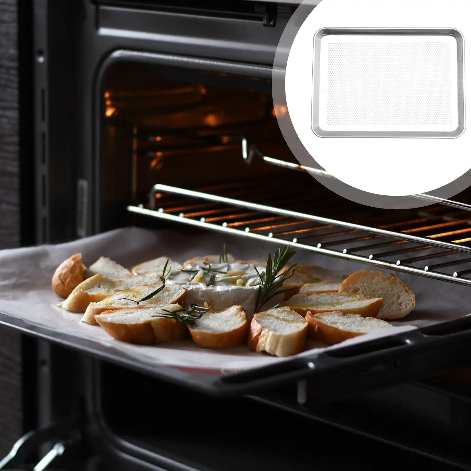 1Pcs Oblong Aluminum Alloy Baking Plate Heat Even Distribution Perforated Grill Steaming Tray for Pizza Making Cake Baking