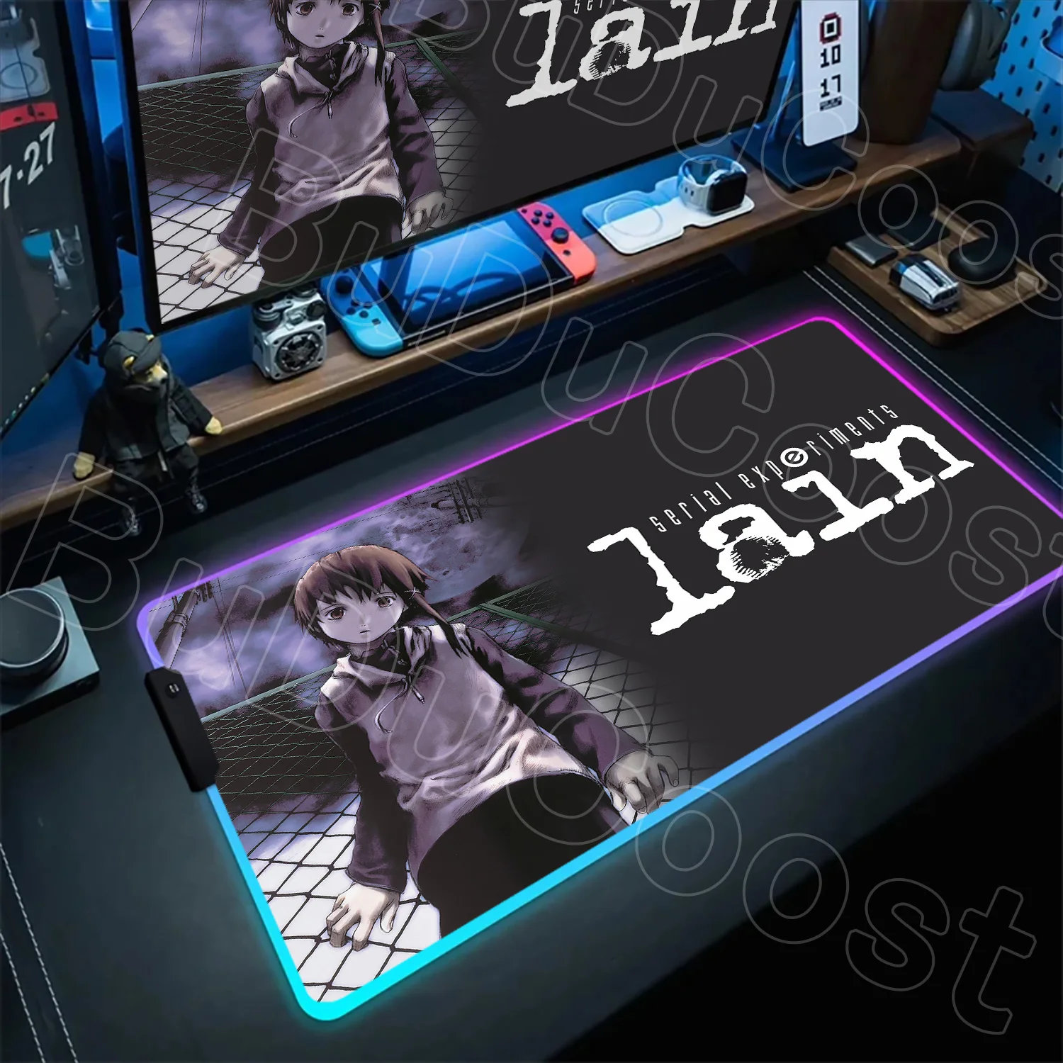 

Serial Experiments Lain Mouse Pad RGB Anime HD Printing Large Mousepad E-Sports Gamer Pc Non-slip Rubber Deskpad Laptop Desk Mat