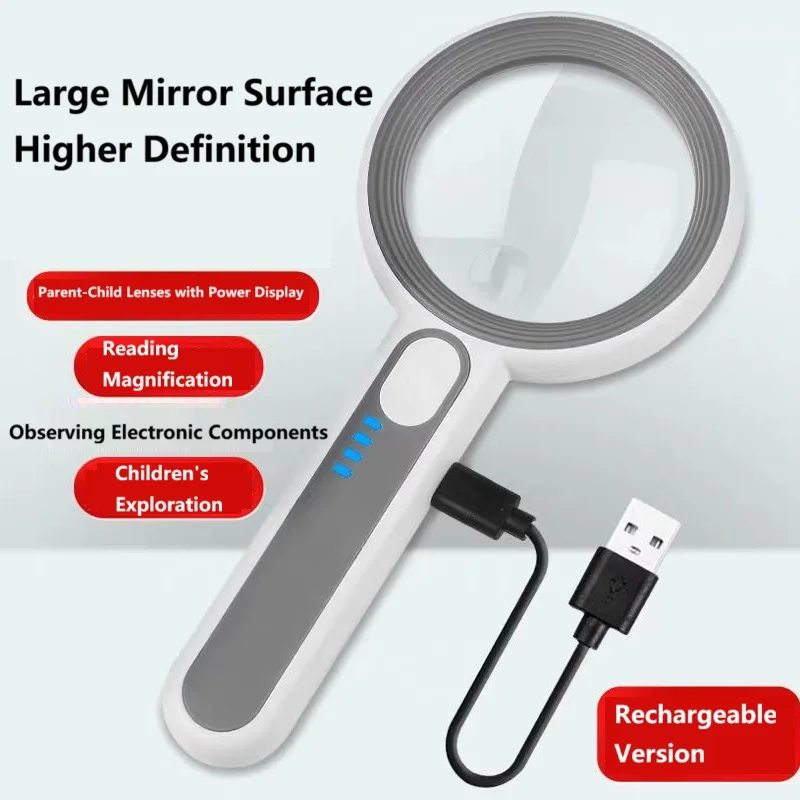 

Reading Magnifying Glass & Jewelry Appreciation Magnifying Glass - With Light, Rechargeable and Stylish-looking