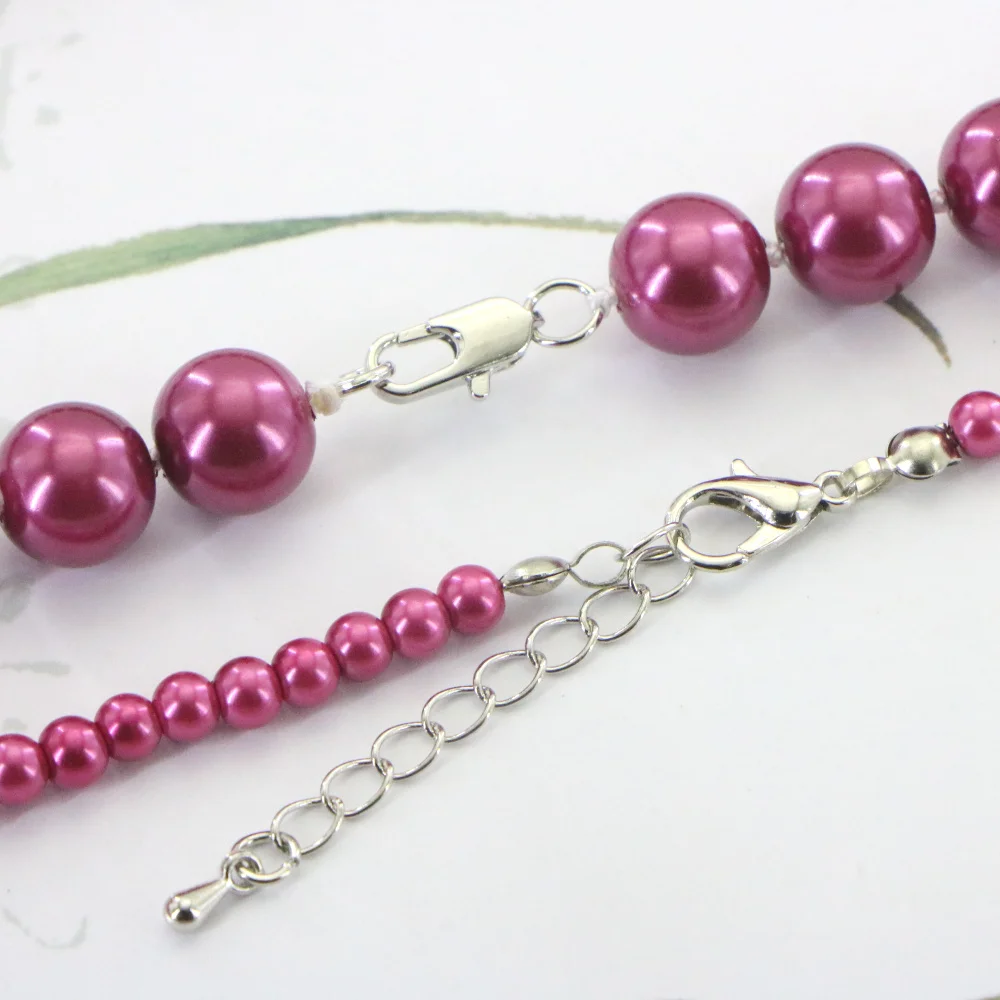 Hot Free New Beautiful Natural Charming 12mm Rose Red South Sea Shell Pearl Necklace 18\