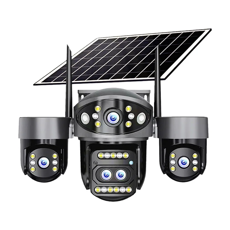 6MP V380pro APP Solar Power Triple Lens  AOV  4G/WIFI  Camera Full Color AI Humanoid Detection Home Security CCTV Baby  Monitor