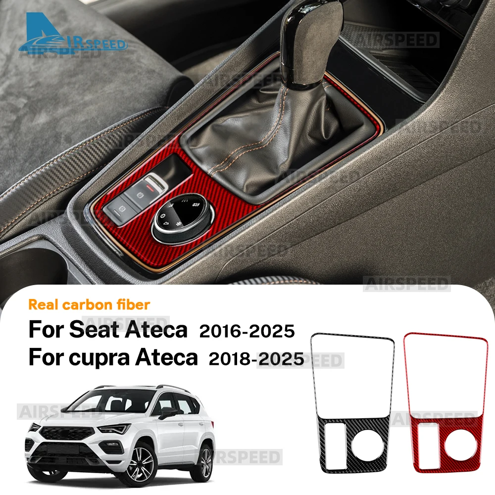 

Real Soft Carbon Fiber Sticker For SEAT Ateca 5F 2016-2025 For Cupra Ateca 5F 2018-2025 LHD RHD Car Manual Gear Shift Panel Trim