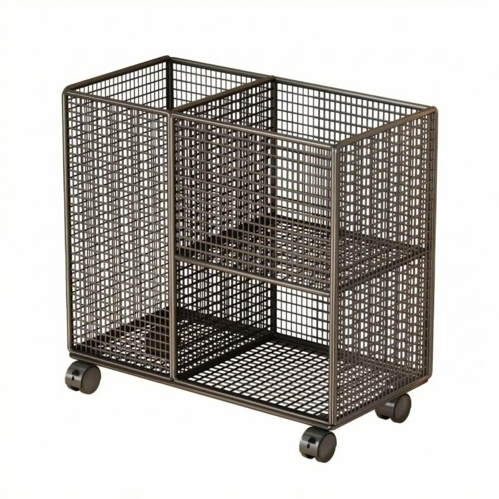 Fitness Storage Rack Two-Tier Mesh Storage Cart Caster Wheels Exercise Equipment Organizer for Home Gym