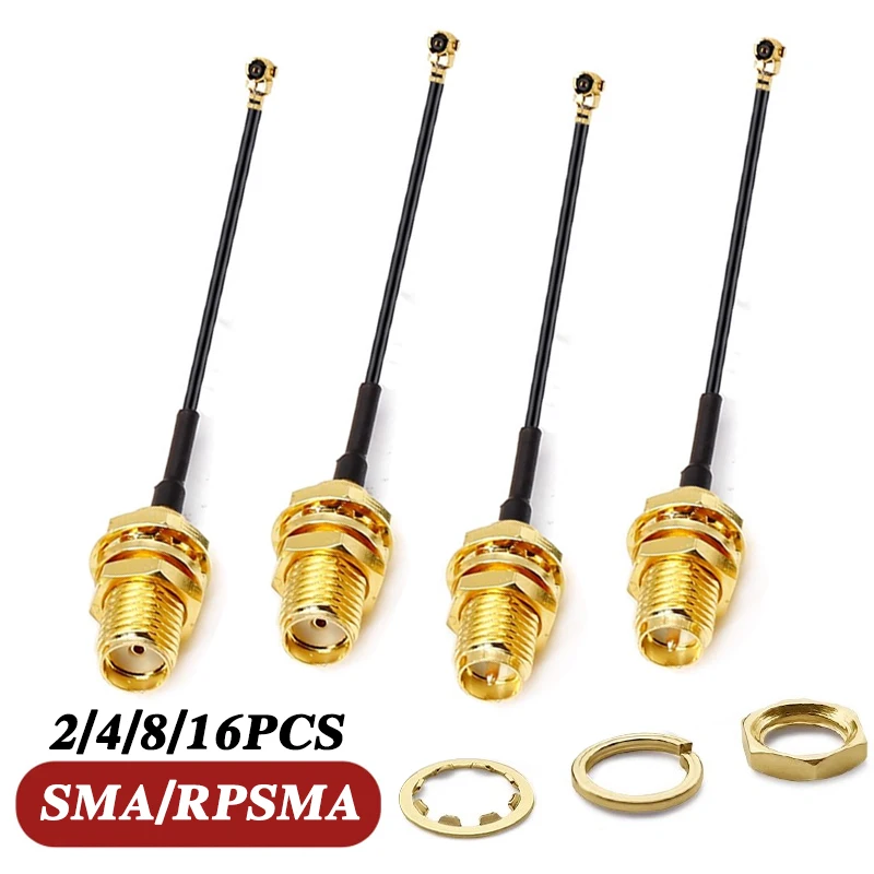 2 piezas cable 1.13 conector SMA hembra a UFL/U.FL/ cable de baja pérdida a (RP)SMA pigtail cable de extensión de antena WiFi 2