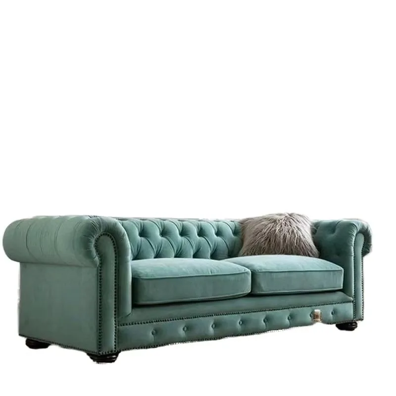 Light Luxury American Antique Chesterfield Sectional Sofa European Design Multi-Color Optional Classic Living Room Set Reclining