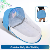 Baby Crib Convenient Folding Anti-crush Bed Middle Bed with Mosquito Net Comfortable Mattress Travel Crib for Newborn Camping