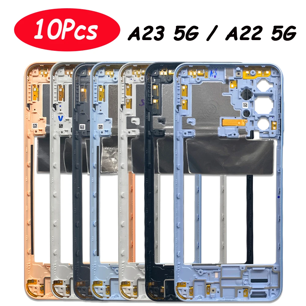 10Pcs，Middle Frame Bezel For Samsung A22 5G A226B / A22 4G A225F / A23 4G Middle Frame Bezel Replacement Parts With Side Keys