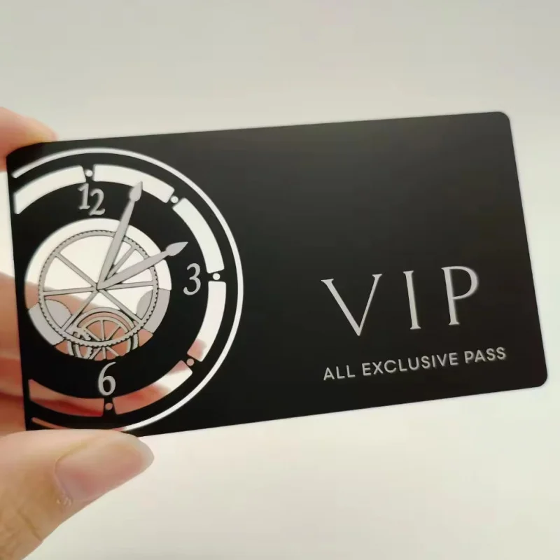 

10 0.piecesFactory Price Custom Personalized Engraving Logo Luxury Black Matte Stainless Steel Vip Member Metal Business