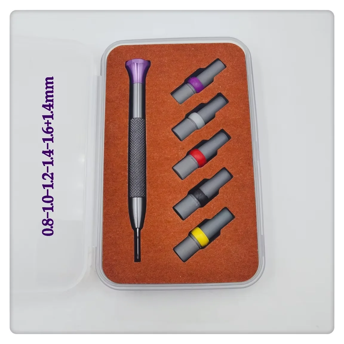 Watch Screwdriver Set High Hardness Thick Handle High Speed Steel Watch Repair Tool with 5 Screw Bits 0.8mm-1.6mm +1.4mm