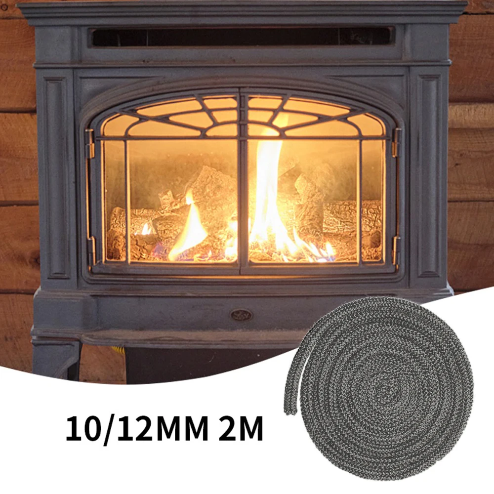 6/8/10/12Mm StoveRope Sợi Thủy Tinh Lò Sưởi Cửa Dây Nhiệt Độ Cao Woodburner Đen Đệm Dây Rộng chiều Dài 2M Niêm Phong Dây