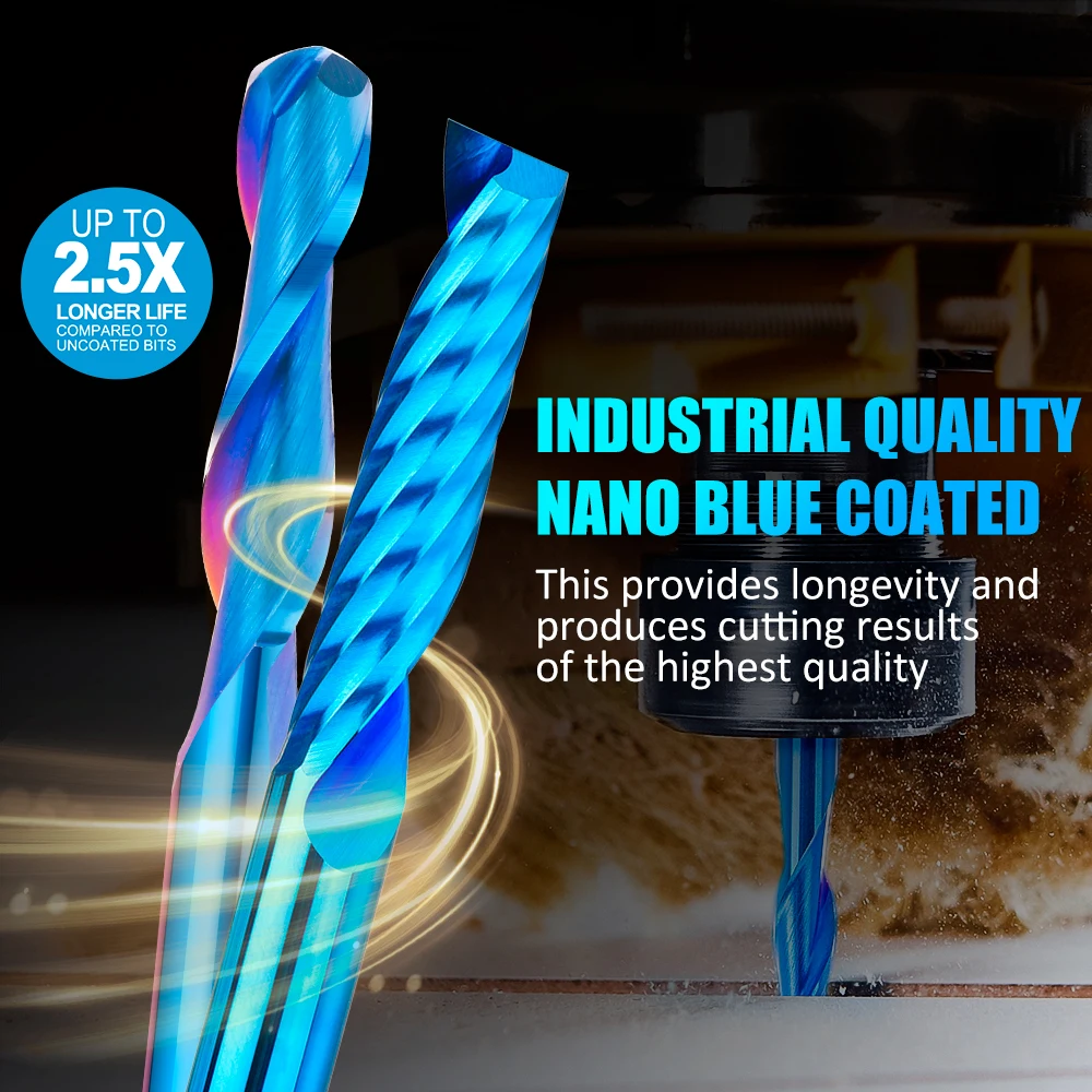 XCAN 10 قطعة نهاية مربعة مطحنة الكرة الأنف كربيد قاطعة المطحنة 1/8 ''CNC راوتر بت فلوت واحد 2 الناي قواطع الخشب أدوات