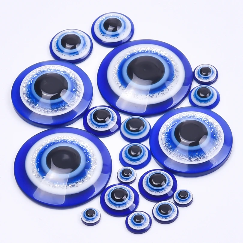 20/50Pcs Lucky Blue Turkish Evil Eye Pendant For Jewelry Wholesale 6/8/12/14/25mm Round Ojo Turco Flatback Breloque Accessories