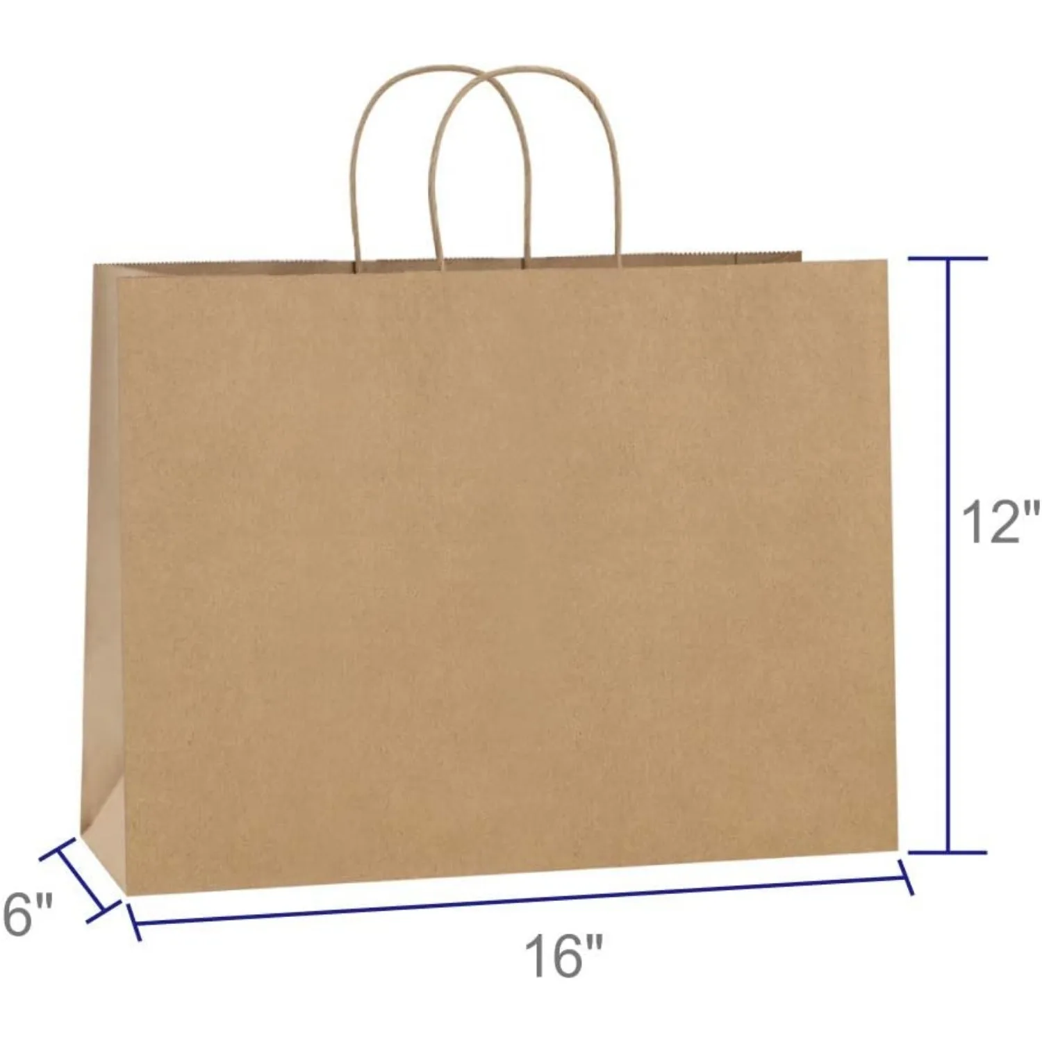 BagDream 100Pcs 16x6x12 Inches Kraft Paper Bags with Handles Bulk Gift Bags Shopping Bags for Grocery, Merchandise