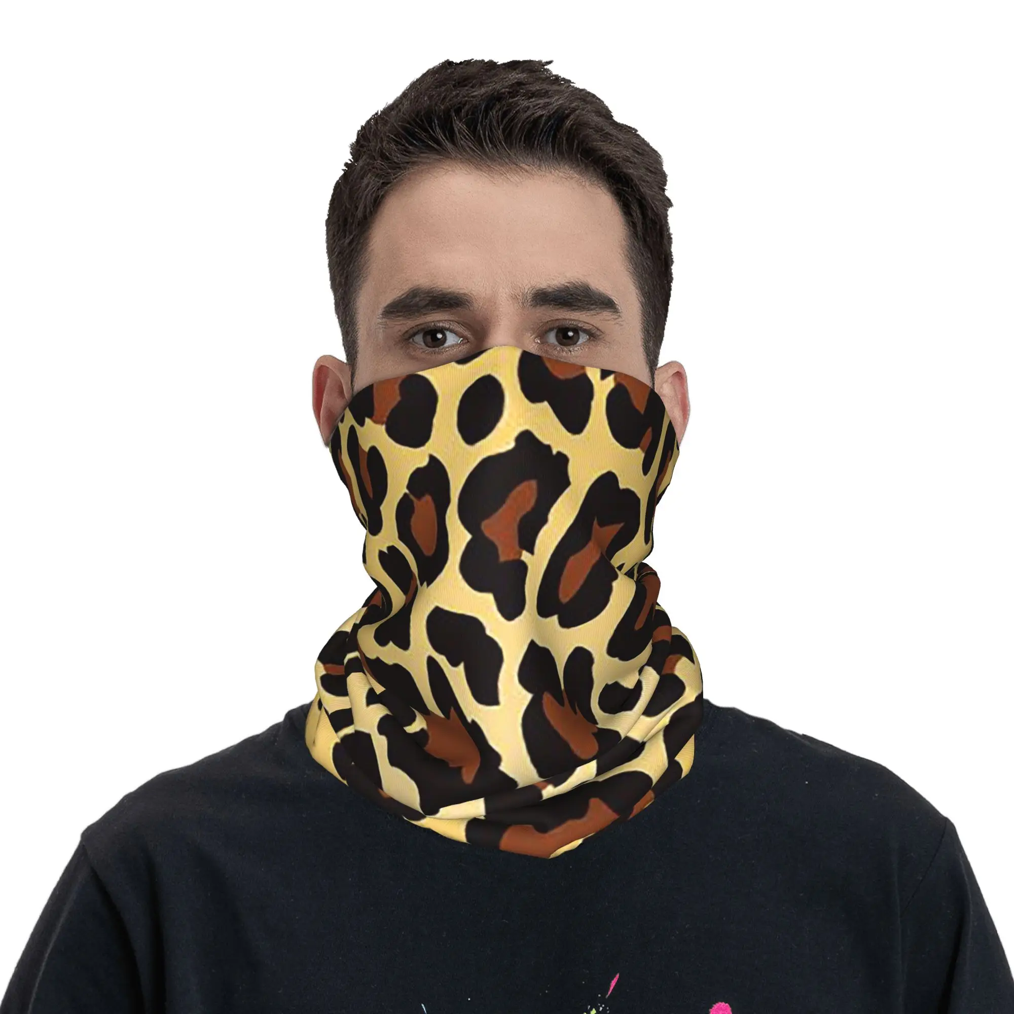 

Leopard Prin Bandana Neck Cover Printed Mask Scarf Headband Riding for Men Women Adult Breathable