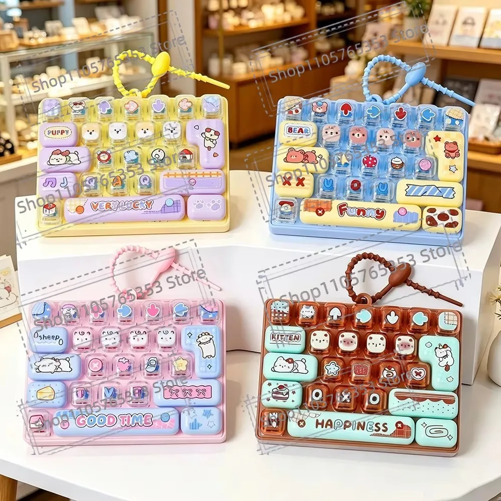 26/Candy ColorKeyboard Keycap Clicker Anti-stress Key Cap Keychain Bag Pendant Cartoon Keyboard Keychain Creative Gift 키캡 키링