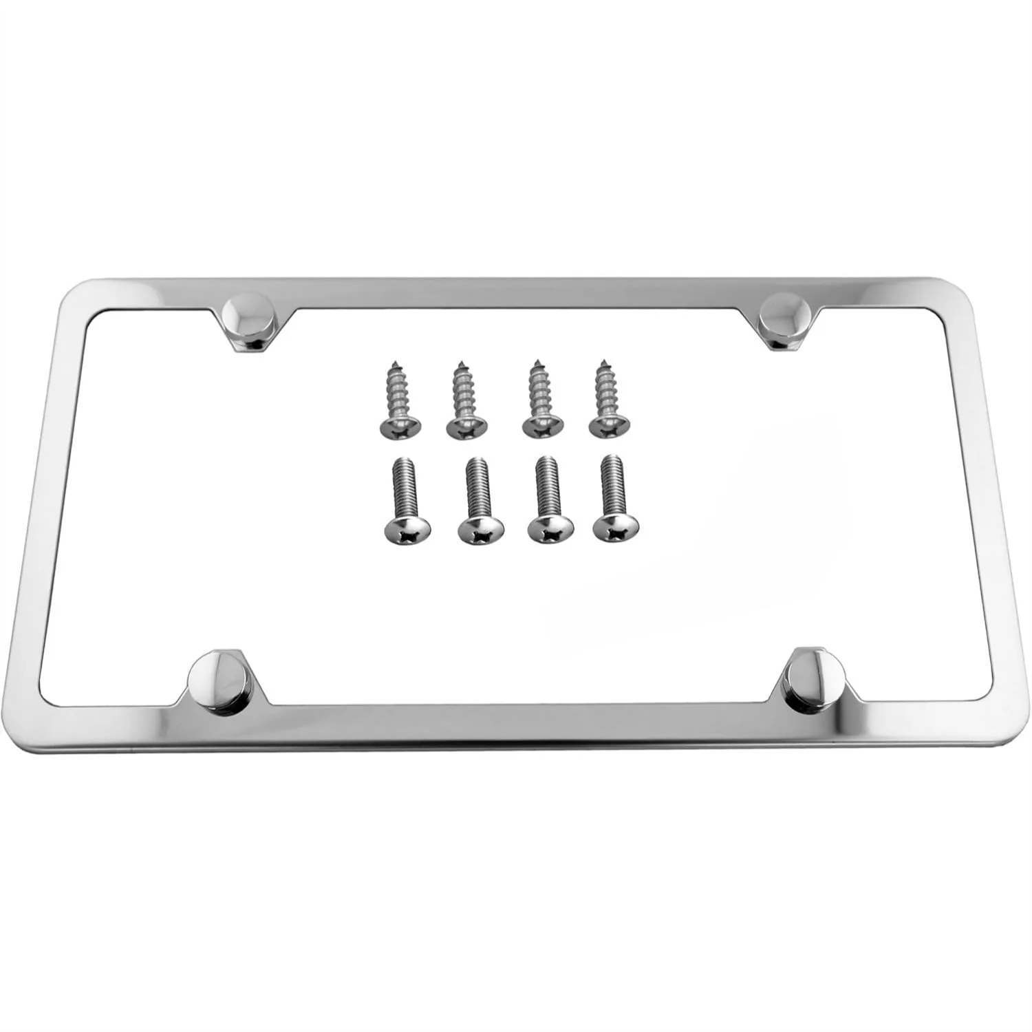 

Stainless Steel License Plate Frame with Polished Mirror Finish, 4 Holes for Easy Installation