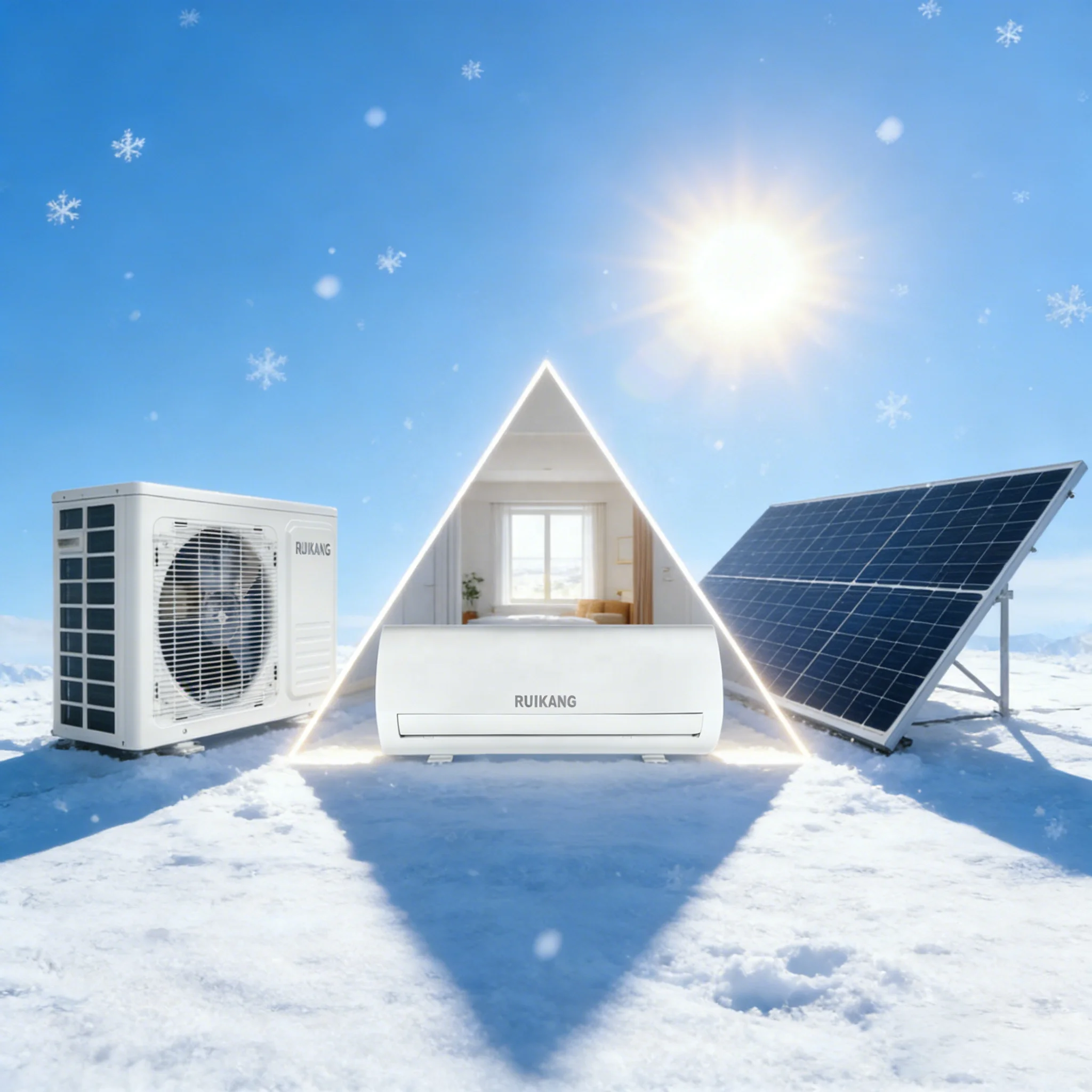 Solar Powered Split Type 1.5 Ton 220V DC Inverter Air Conditioner 12000 BTU Hybrid Cooling Heating Energy Saving Household HVAC